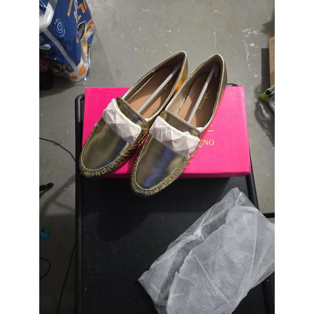 Catherine Malandrino Gold Nobu Studded Loafers Size 7.5